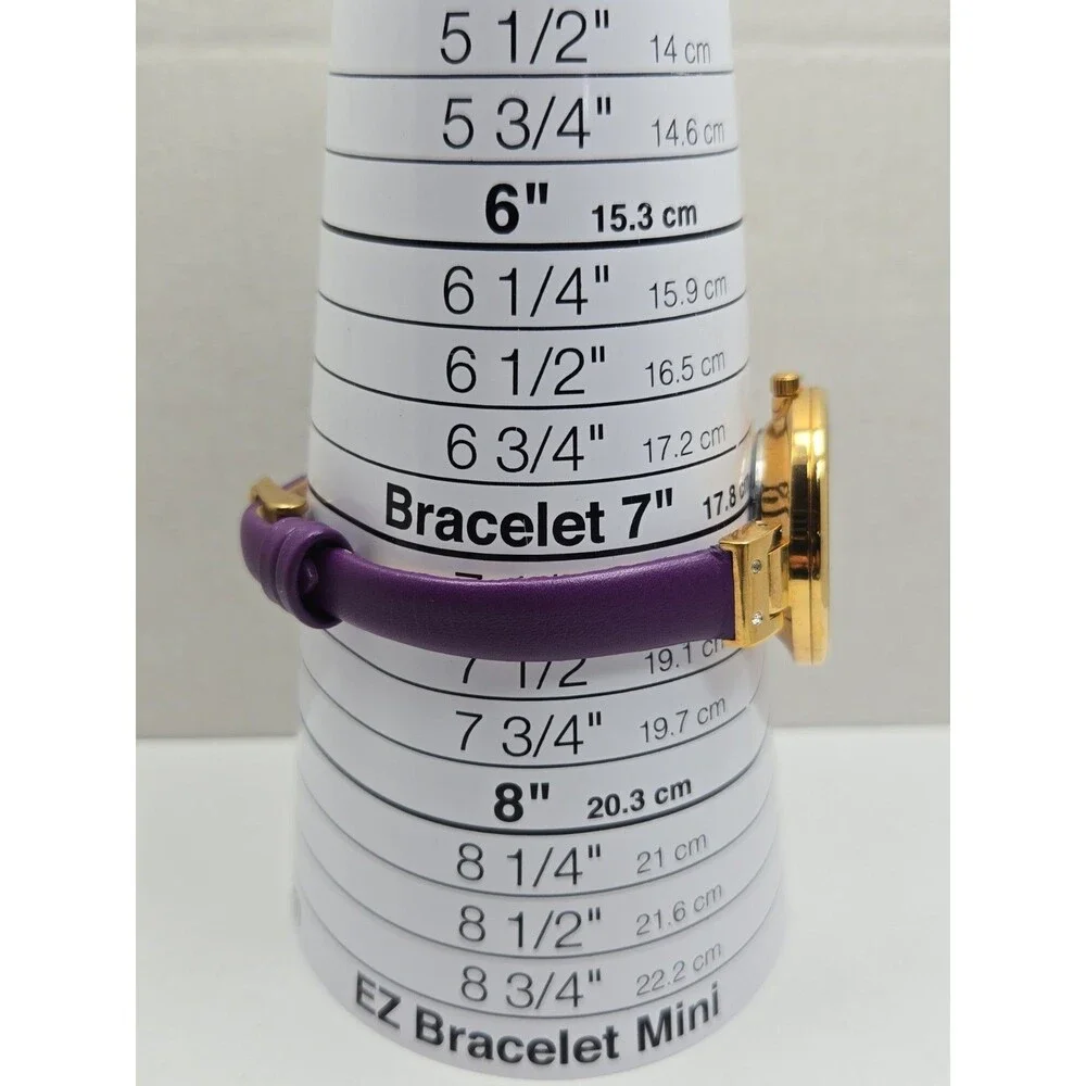 SO & CO New York Womens Studio 34mm Purple Gold Tone Leather Watch New Battery